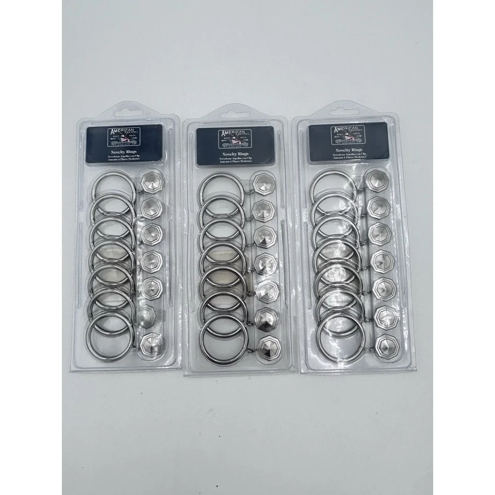 3 Sets American Living‎ Curtain Rings Polished Nickel Knob Design – 21 Total NIP